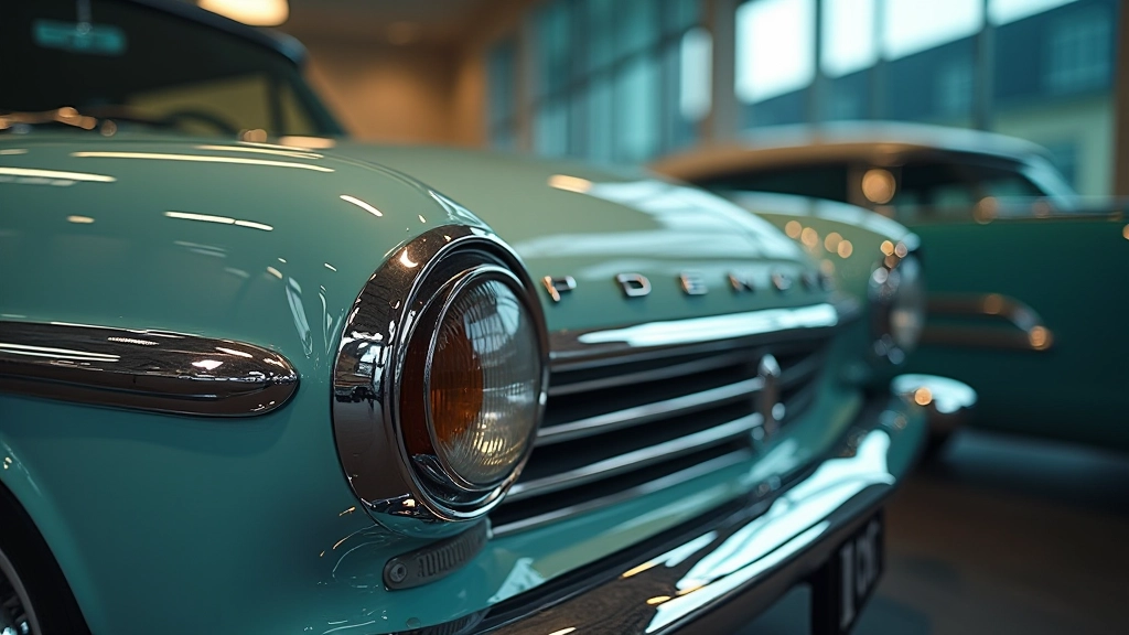 1960. aastate auto detailide lähedal, kroma ja klaasi kombinatsioon, rikkalik disain