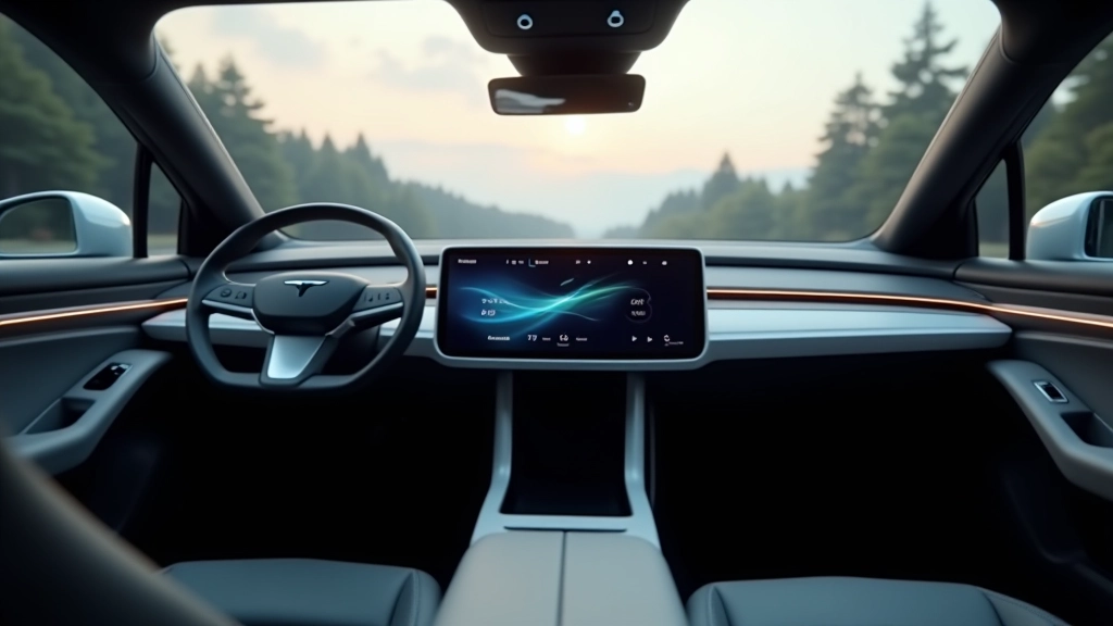 Elektriautode interjöör minimalistliku disainiga ja digitaalse kontrollpaneeliga